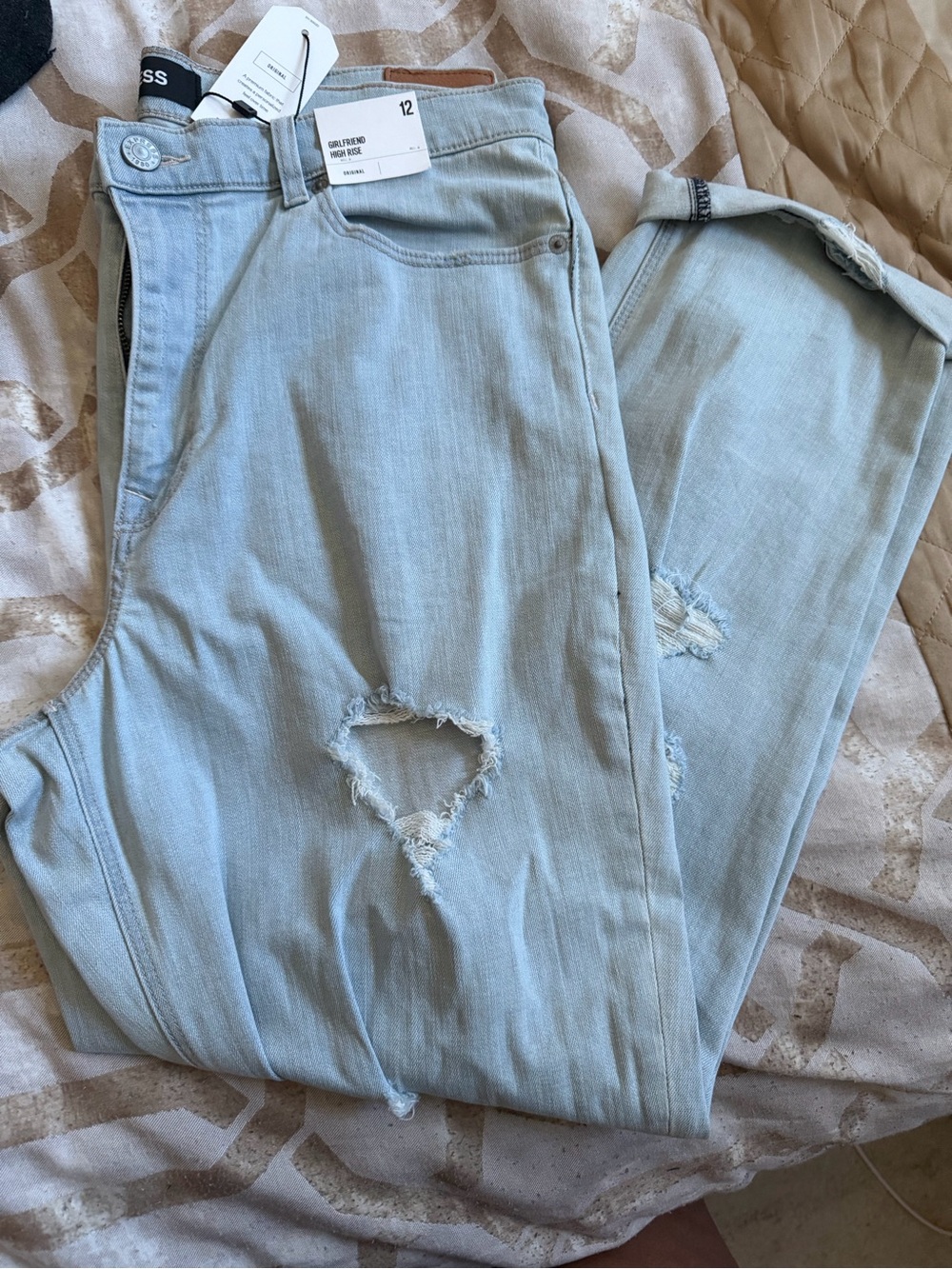 Express Light Blue Distressed girlfriend Jeans